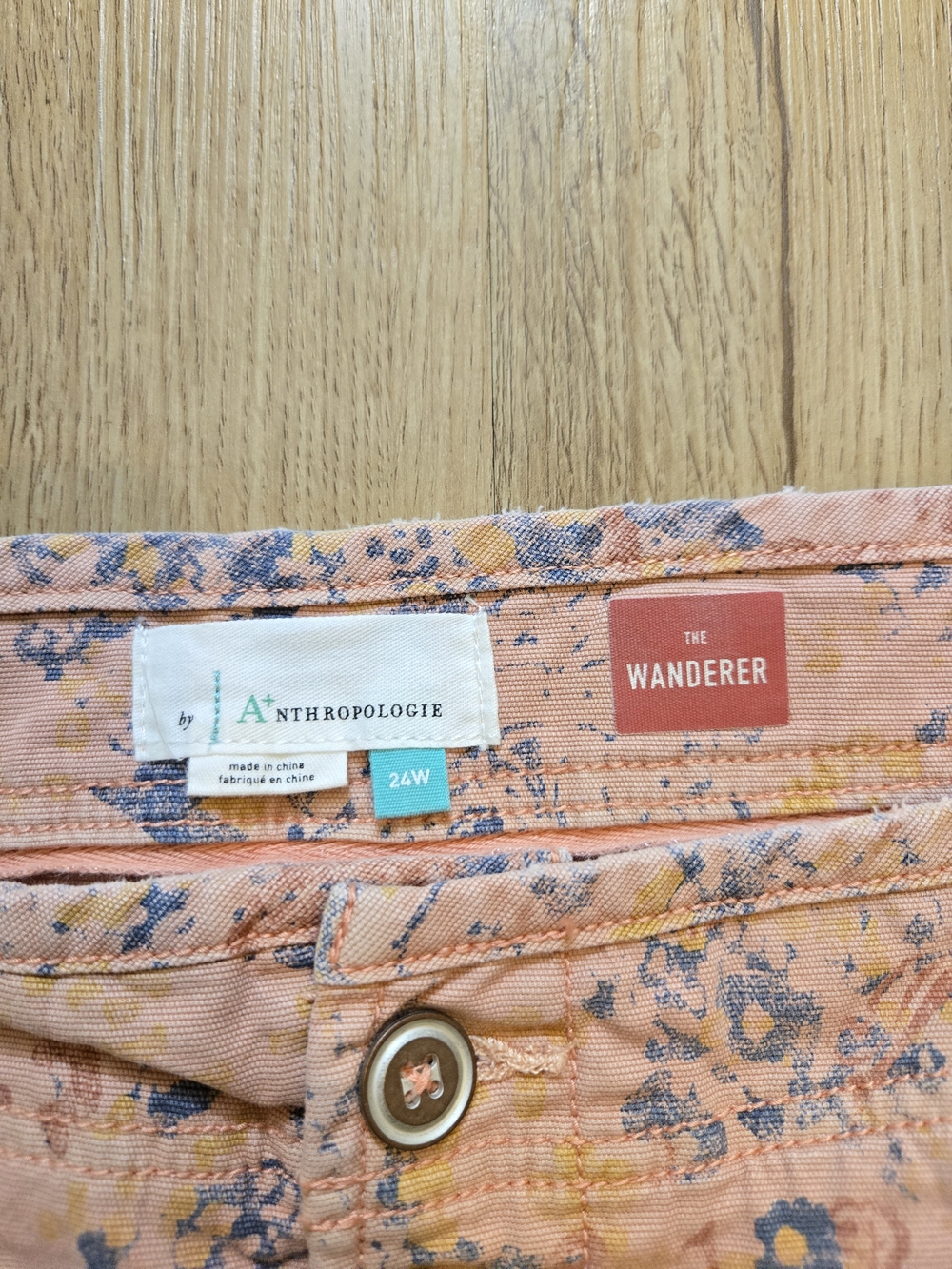 Anthropologie Pilcro The Wanderer Utility Pants Plus Size 24W Pink Floral Button - Picture 5 of 8